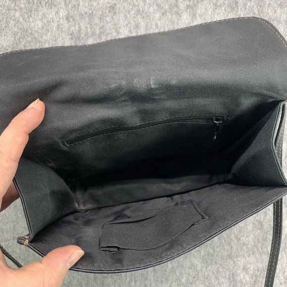 VTG Fossil Black Pebbled Leather Crossbody Purse Bag (8.5"x7") - Picture 4 of 10